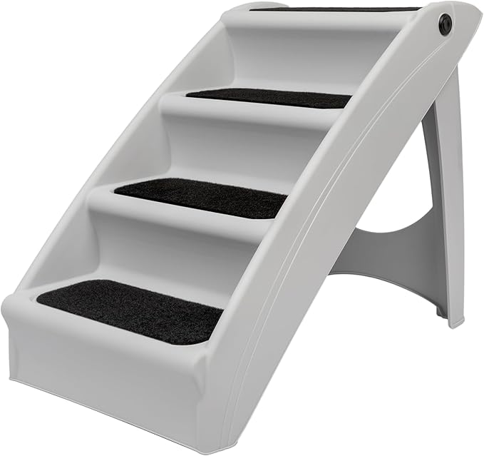 PetSafe CozyUp Folding Dog Stairs – Portable Pet Steps for Bed, Couch & Car (20 Inch, Grey)