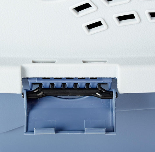 2-Door Top-Load Hard-Sided Pet Travel Carrier for Dogs & Cats – Durable Plastic Carrier (22.8” × 15.0” × 13.0”, Gray & Blue)