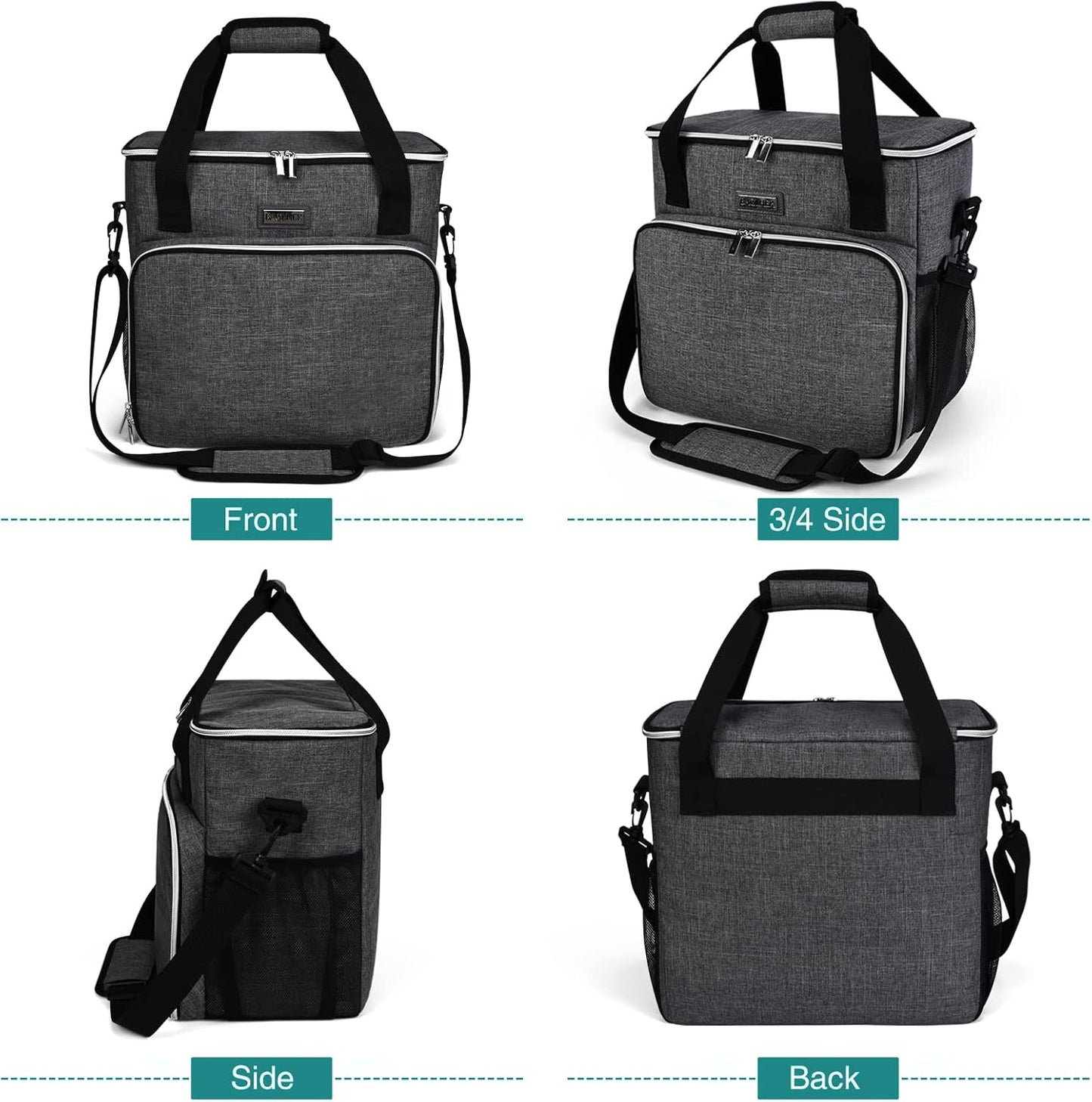 Dog Travel Bag – All-in-One Pet Travel Organizer with 2 Food Containers & 2 Collapsible Bowls (Grey)