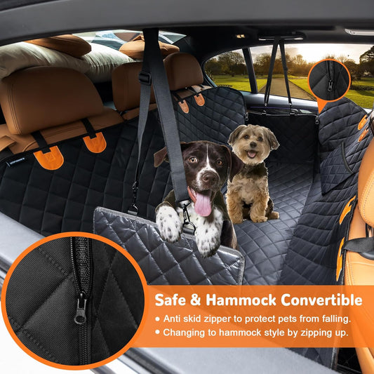 100% Waterproof Dog Car Seat Cover Hammock – 600D Heavy-Duty Scratch-Proof Non-Slip Back Seat Protector for Cars, Trucks & SUVs