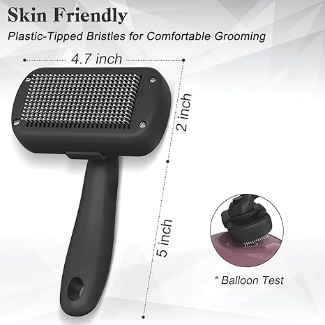 Self-Cleaning Shedding Brush for Dogs & Cats – Skin-Friendly Deshedding Tool for Long & Short Hair Pets (Black)