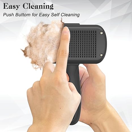 Self-Cleaning Shedding Brush for Dogs & Cats – Skin-Friendly Deshedding Tool for Long & Short Hair Pets (Black)