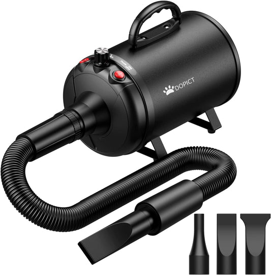 Professional Pet Dryer 5.2HP / 3800W – High-Velocity Dog Grooming Blow Dryer with Adjustable Speed & Temperature, 3 Nozzles