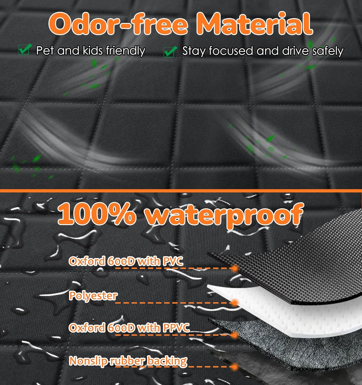 100% Waterproof Dog Car Seat Cover Hammock – 600D Heavy-Duty Scratch-Proof Non-Slip Back Seat Protector for Cars, Trucks & SUVs