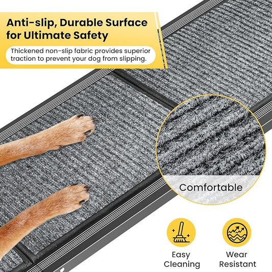 71” Extra-Long Dog Ramp for Car & SUV – Foldable Non-Slip Pet Ramp for Large Dogs Up to 250 lbs