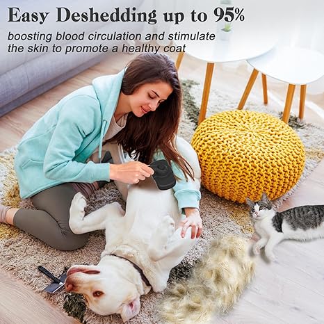 Self-Cleaning Shedding Brush for Dogs & Cats – Skin-Friendly Deshedding Tool for Long & Short Hair Pets (Black)