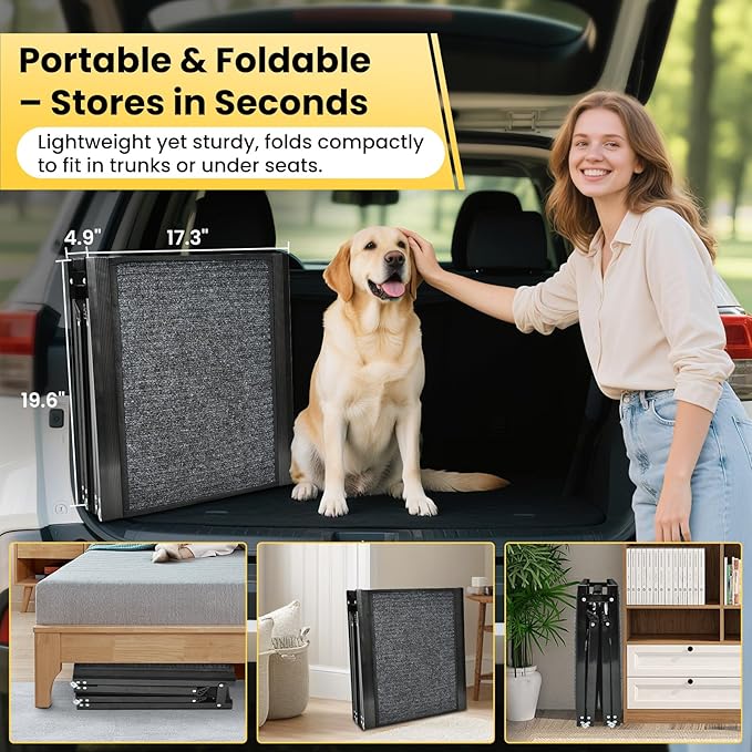 71” Extra-Long Dog Ramp for Car & SUV – Foldable Non-Slip Pet Ramp for Large Dogs Up to 250 lbs