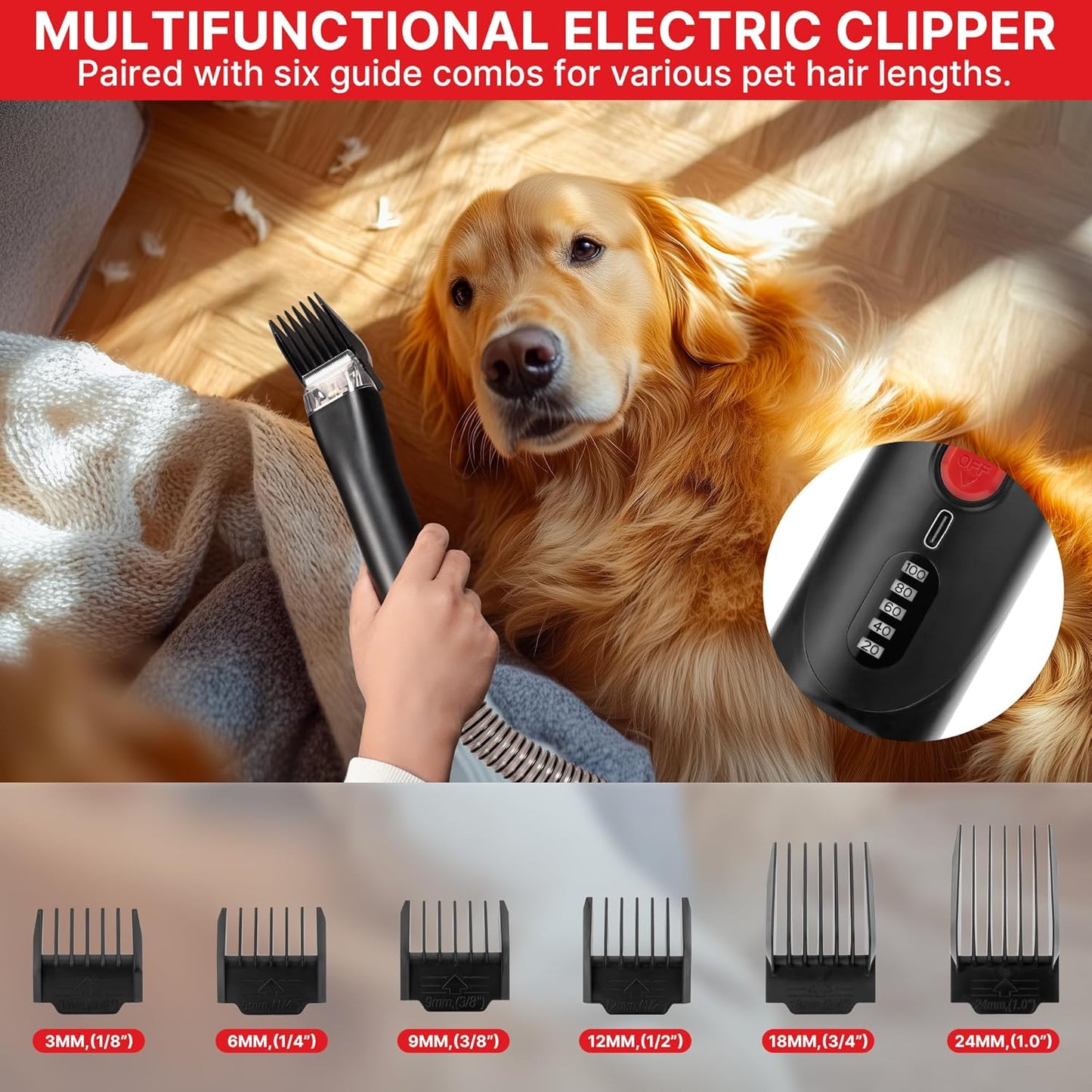 Shop-Vac 4-in-1 Pet Grooming & Vacuum – Dog Grooming Vacuum with Clippers, Brushes & Crevice Tool (10,000Pa, 3.3L)
