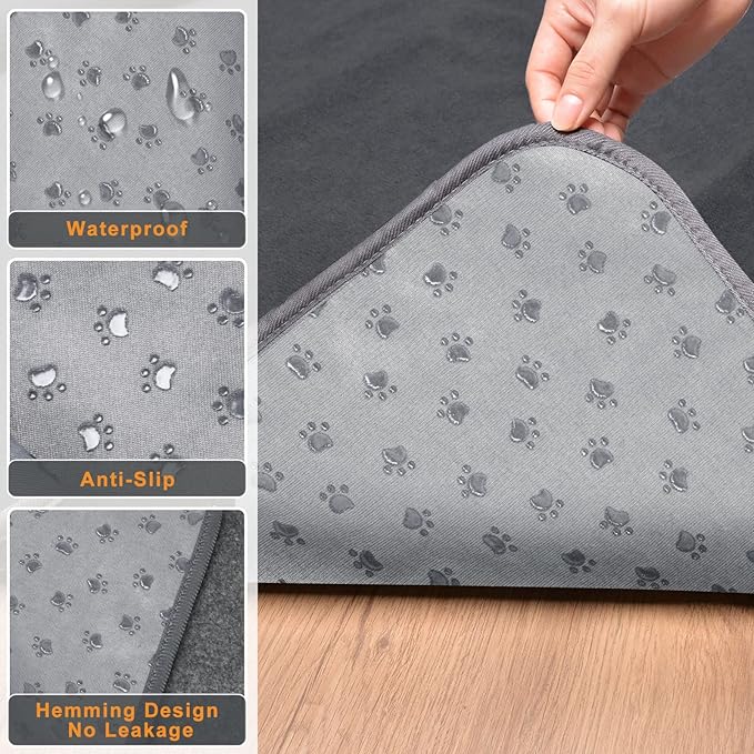 2-Pack Extra-Large Reusable Dog Pee Pads (36”×48”) – Non-Slip Washable Floor Mats for Puppies, Crate & Playpen (Gray)